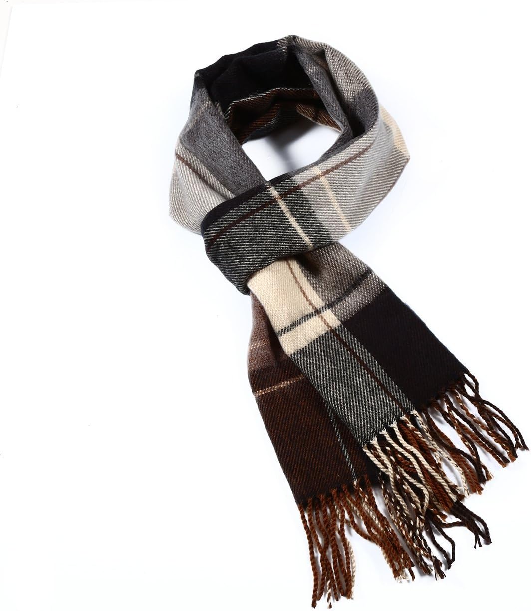 Softer than Cashmere Wool Touch Tassel Ends Plaid Check Solid Scarf
